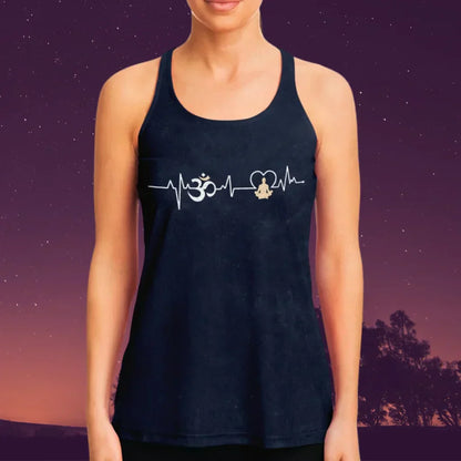 OM HEARTBEAT SPIRITUAL YOGA TANK RACERBACK FOR WOMEN - Flowy Racerback Tank Top - AOP