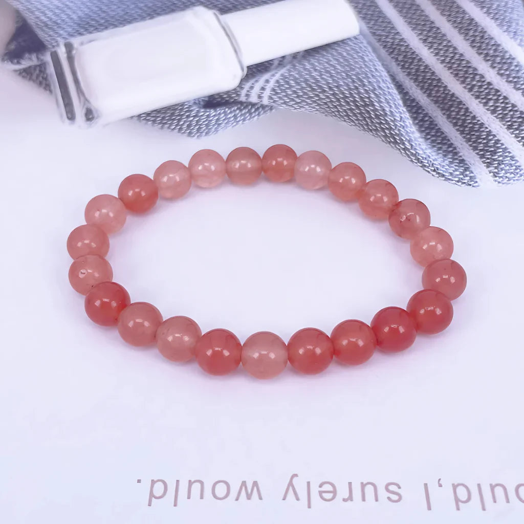 ORANGE STONE BEADED YOGA BRACELET FOR SPIRITUAL ENERGY - 8mm - Bracelet