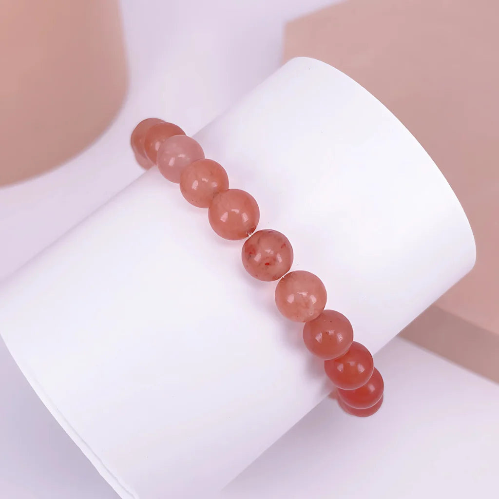 ORANGE STONE BEADED YOGA BRACELET FOR SPIRITUAL ENERGY - 8mm - Bracelet