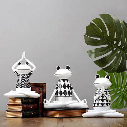 PEACEFUL YOGA FROG FIGURINES FOR MEDITATION ROOM DECOR