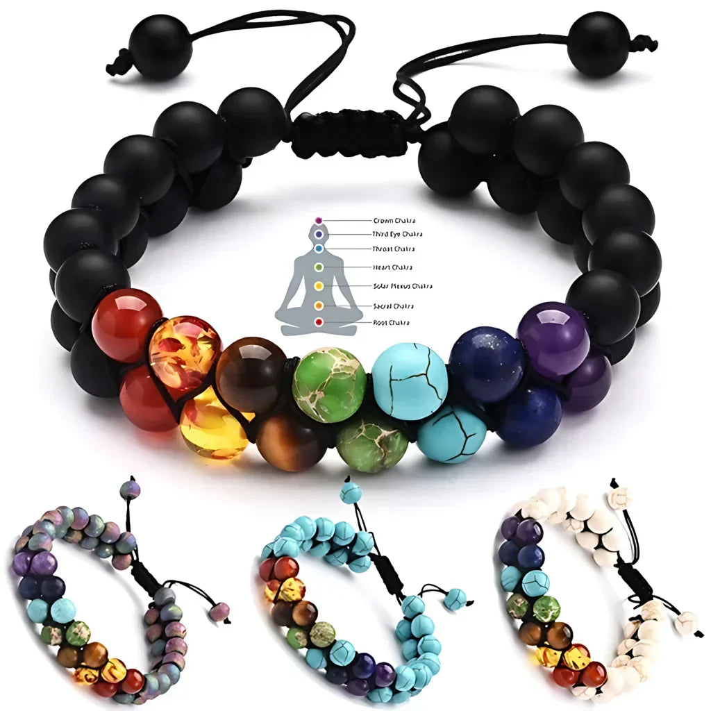 POWERFUL VOLCANIC CHAKRA BRACELET WITH HEALING CRYSTALS - Bracelet