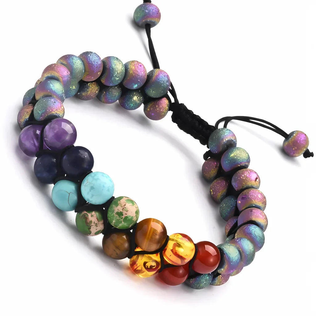 POWERFUL VOLCANIC CHAKRA BRACELET WITH HEALING CRYSTALS - Colorful Agate - Bracelet