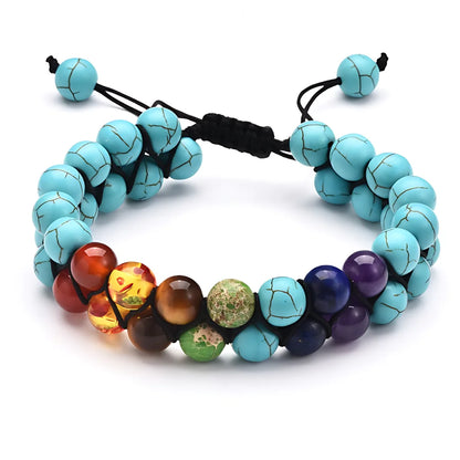 POWERFUL VOLCANIC CHAKRA BRACELET WITH HEALING CRYSTALS - Turquoise Blue - Bracelet