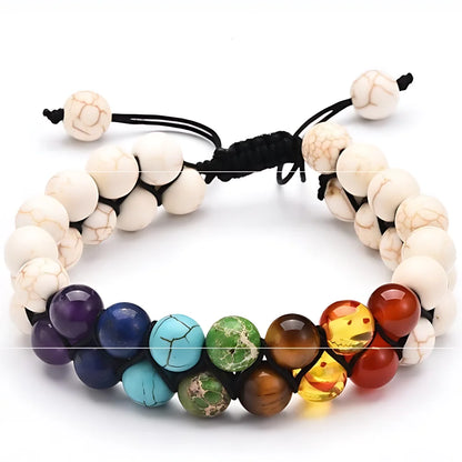 POWERFUL VOLCANIC CHAKRA BRACELET WITH HEALING CRYSTALS - Turquoise White - Bracelet