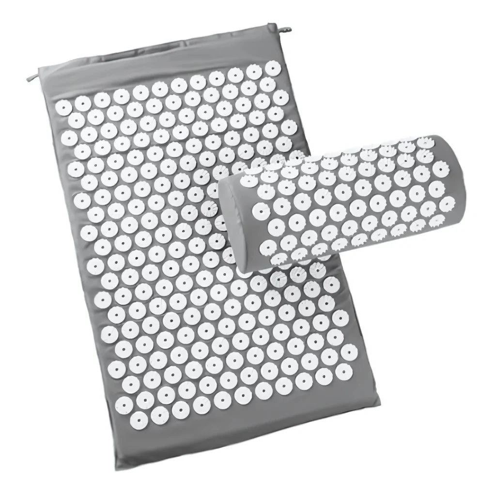 PREMIUM ACUPRESSURE MAT AND PILLOW SET FOR FULL-BODY RELIEF - Grey - acupressure mat