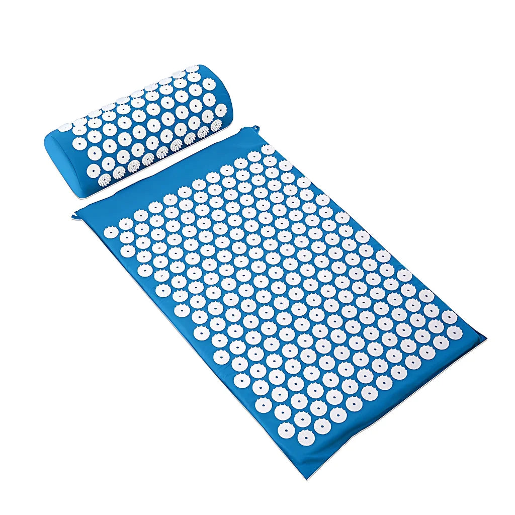 PREMIUM ACUPRESSURE MAT AND PILLOW SET FOR FULL-BODY RELIEF - Light Blue - acupressure mat