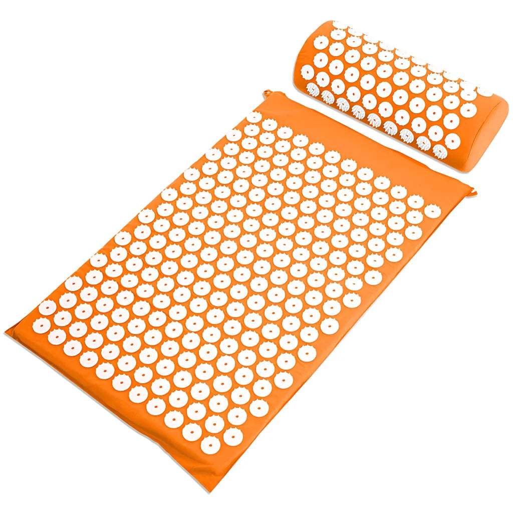 PREMIUM ACUPRESSURE MAT AND PILLOW SET FOR FULL-BODY RELIEF - Orange - acupressure mat