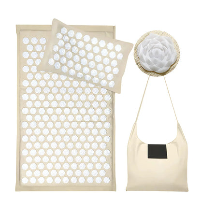 PREMIUM ACUPRESSURE MAT WITH PILLOW FOR FULL RELAXATION - White - acupressure mat