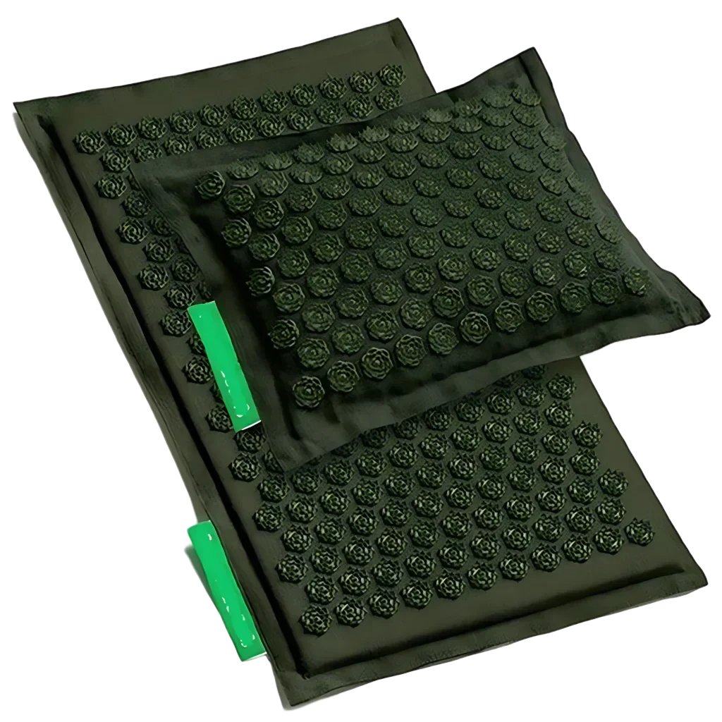 PREMIUM ACUPRESSURE MAT WITH PILLOW SET FOR RELAXATION - Army Green / Water drop - acupressure mat