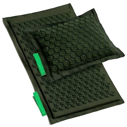 PREMIUM ACUPRESSURE MAT WITH PILLOW SET FOR RELAXATION - Army Green / Water drop - acupressure mat