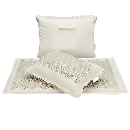 PREMIUM ACUPRESSURE MAT WITH PILLOW SET FOR RELAXATION - Beige / Water drop - acupressure mat