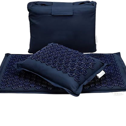 PREMIUM ACUPRESSURE MAT WITH PILLOW SET FOR RELAXATION - Dark Blue / Water drop - acupressure mat