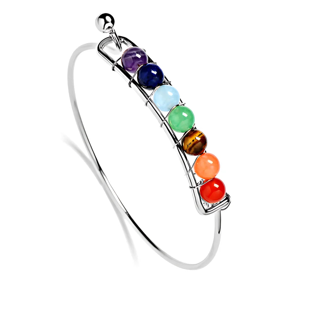 PREMIUM COPPER CHAKRA BRACELET FOR ENERGY BALANCE - Silver - Bracelet