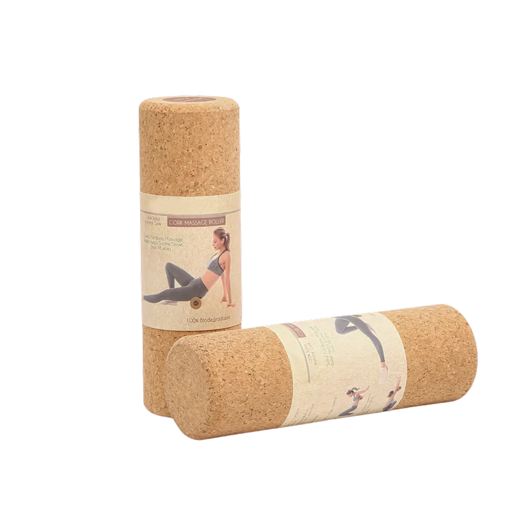 PREMIUM CORK YOGA ROLLER FOR BALANCE AND MUSCLE RELIEF - Khaki / 30x10 cm - yoga roller