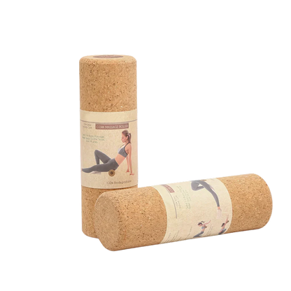 PREMIUM CORK YOGA ROLLER FOR BALANCE AND MUSCLE RELIEF - Khaki / 30x10 cm - yoga roller