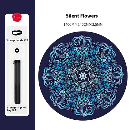 PREMIUM NATURAL RUBBER ROUND YOGA MAT WITH ARTISTIC DESIGN - Flowers Silently / 140 x 140 cm - Round Yoga Mats