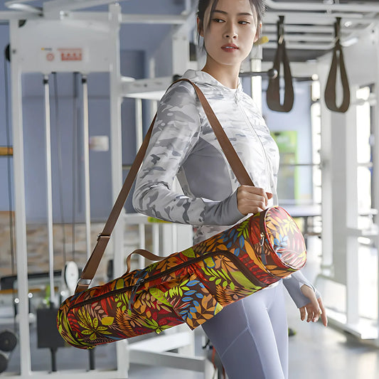 PRINTED BACKPACK YOGA MAT BAG ORGANIZER WITH STRAP - yoga mat bag