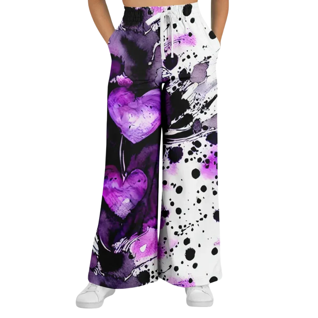 Purple Heart Flare Jogger Pants With Spiritual Energy