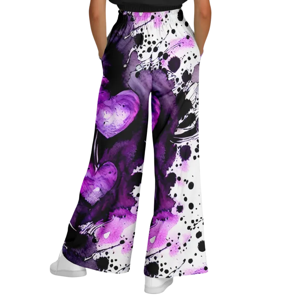 Purple Heart Flare Jogger Pants With Spiritual Energy