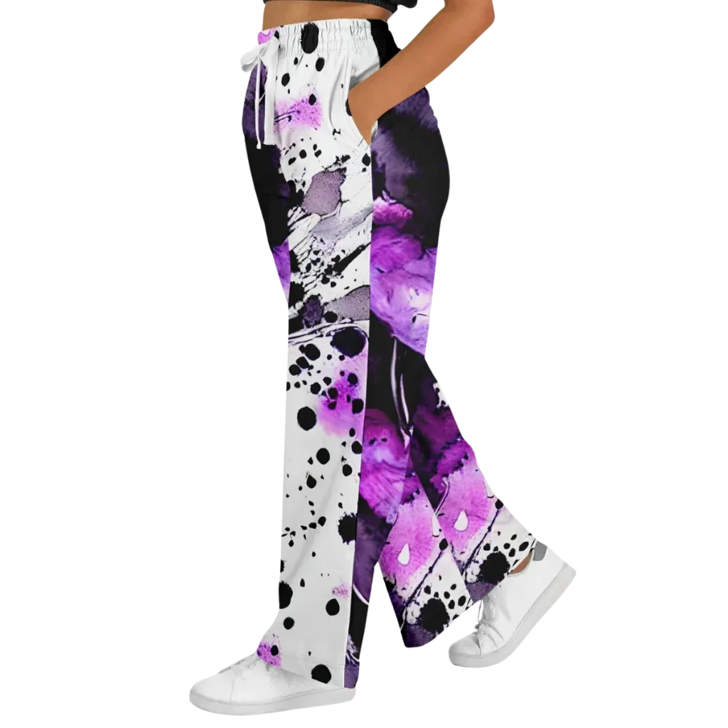 Purple Heart Flare Jogger Pants With Spiritual Energy