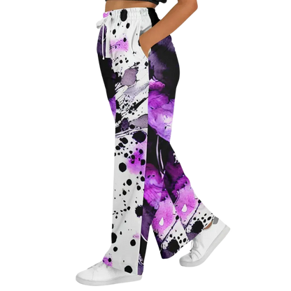 Purple Heart Flare Jogger Pants With Spiritual Energy