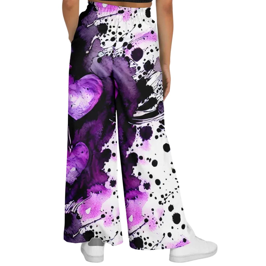 Purple Heart Flare Jogger Pants With Spiritual Energy
