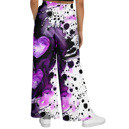 Purple Heart Flare Jogger Pants With Spiritual Energy