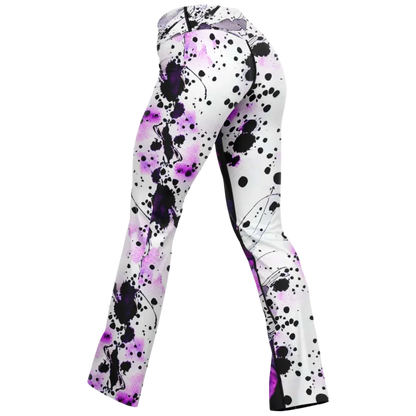 Purple Heart Yoga Flare Leggings – Mystical Wide Leg Style - Flare Leggings - AOP
