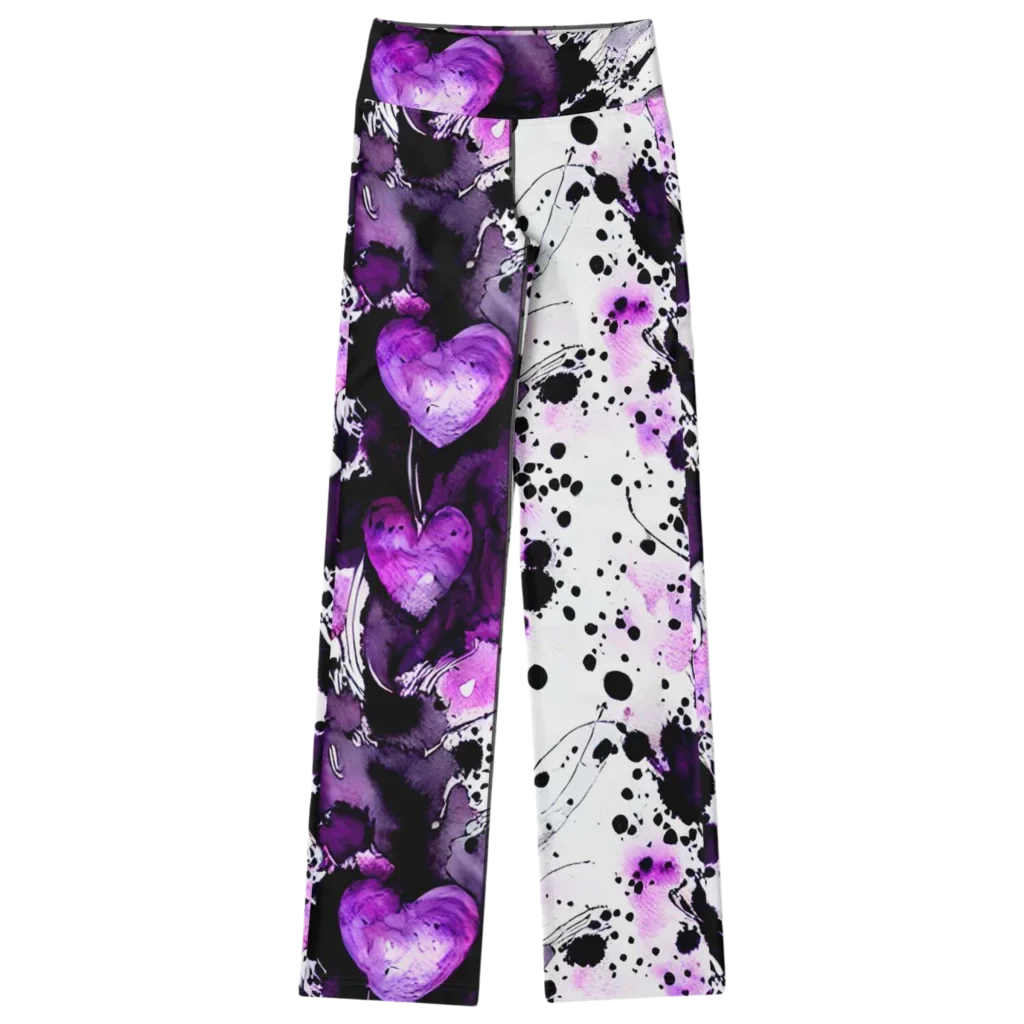 Purple Heart Yoga Flare Leggings – Mystical Wide Leg Style - Flare Leggings - AOP