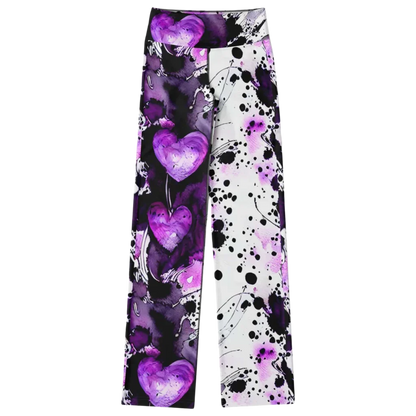 Purple Heart Yoga Flare Leggings – Mystical Wide Leg Style - Flare Leggings - AOP