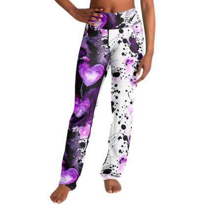 Purple Heart Yoga Flare Leggings – Mystical Wide Leg Style - Flare Leggings - AOP