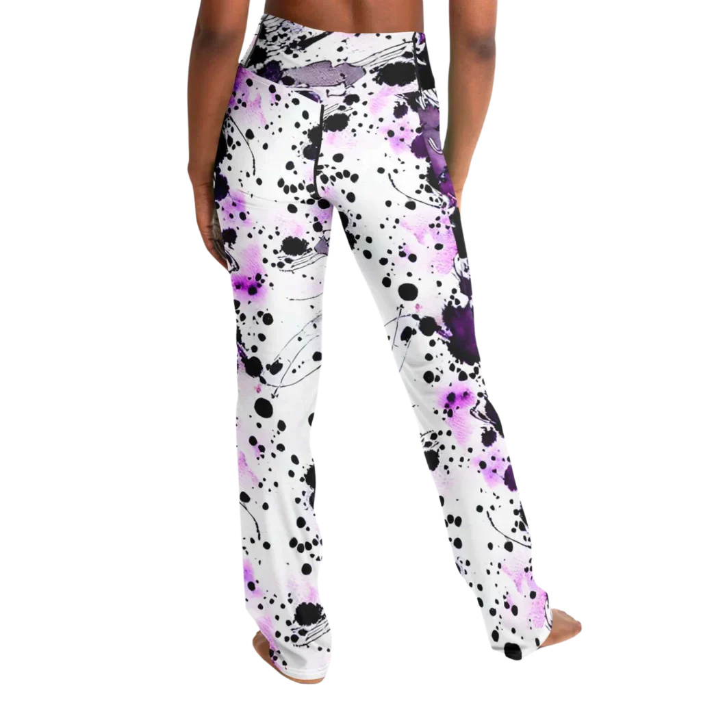 Purple Heart Yoga Flare Leggings – Mystical Wide Leg Style - Flare Leggings - AOP