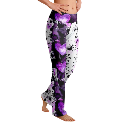 Purple Heart Yoga Flare Leggings – Mystical Wide Leg Style - Flare Leggings - AOP