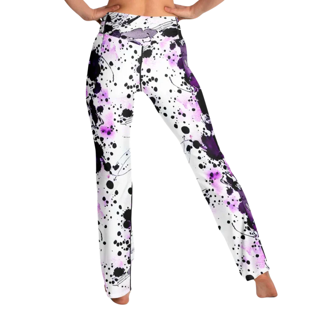 Purple Heart Yoga Flare Leggings – Mystical Wide Leg Style - Flare Leggings - AOP