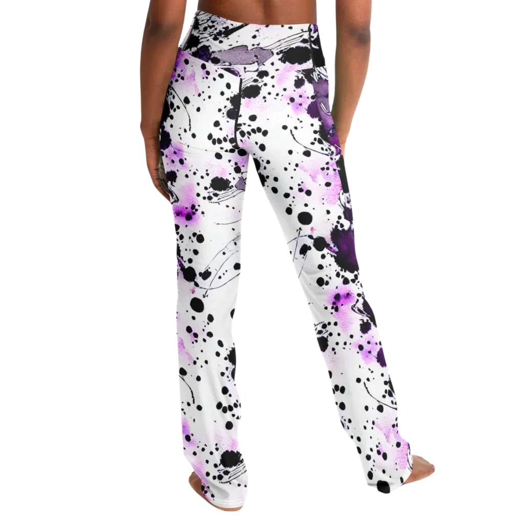 PURPLE HEART YOGA FLARE LEGGINGS – MYSTICAL WIDE LEG