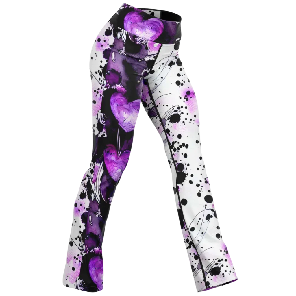 PURPLE HEART YOGA FLARE LEGGINGS – MYSTICAL WIDE LEG