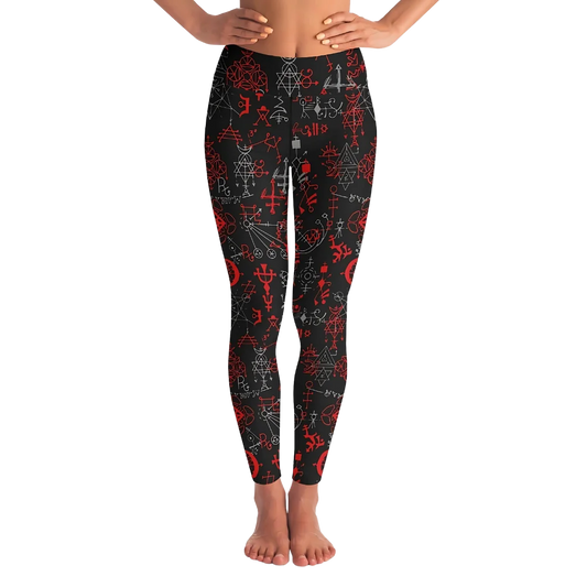 RED MYSTIC SYMBOLS YOGA LEGGINGS WITH POCKET - XS - Yoga