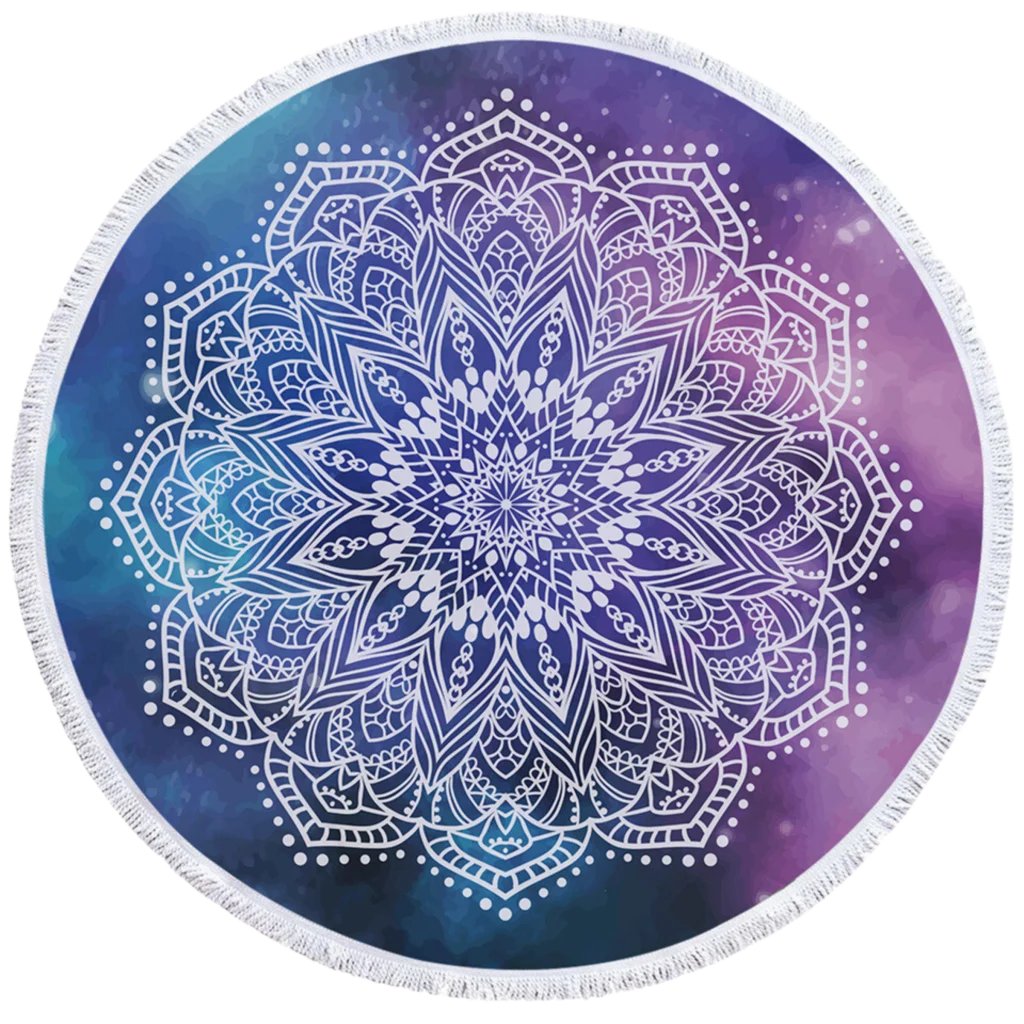 ROUND 3D MYSTICAL BEACH YOGA MAT – SACRED DESIGN PRINT