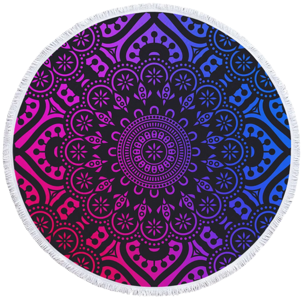 ROUND 3D MYSTICAL BEACH YOGA MAT – SACRED DESIGN PRINT