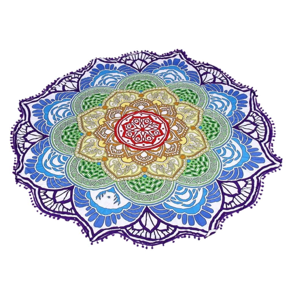 ROUND 3D MYSTICAL BEACH YOGA MAT – SACRED DESIGN PRINT