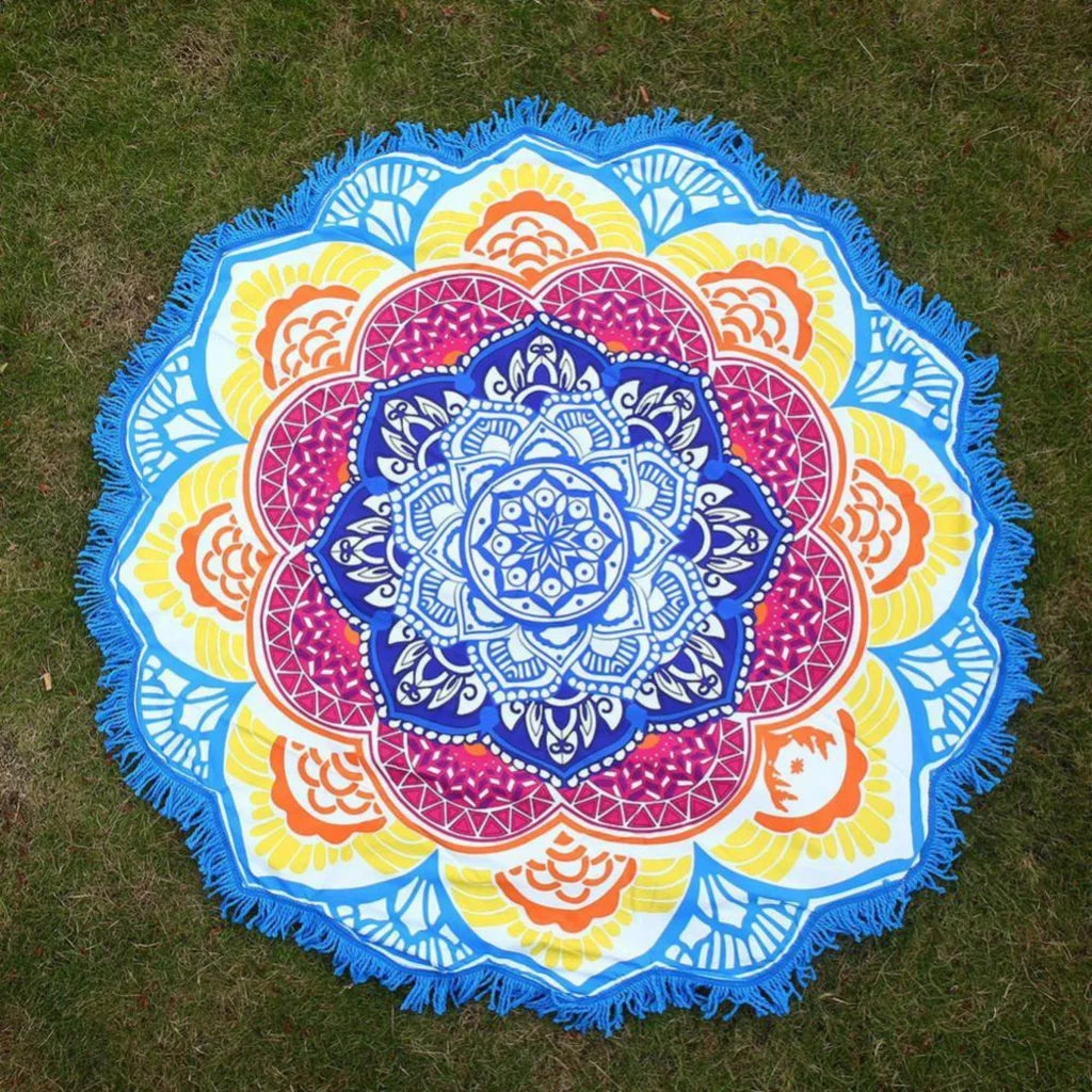 ROUND 3D MYSTICAL BEACH YOGA MAT – SACRED DESIGN PRINT