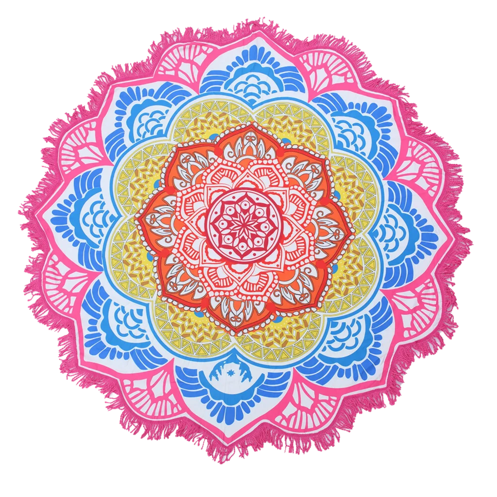 ROUND 3D MYSTICAL BEACH YOGA MAT – SACRED DESIGN PRINT