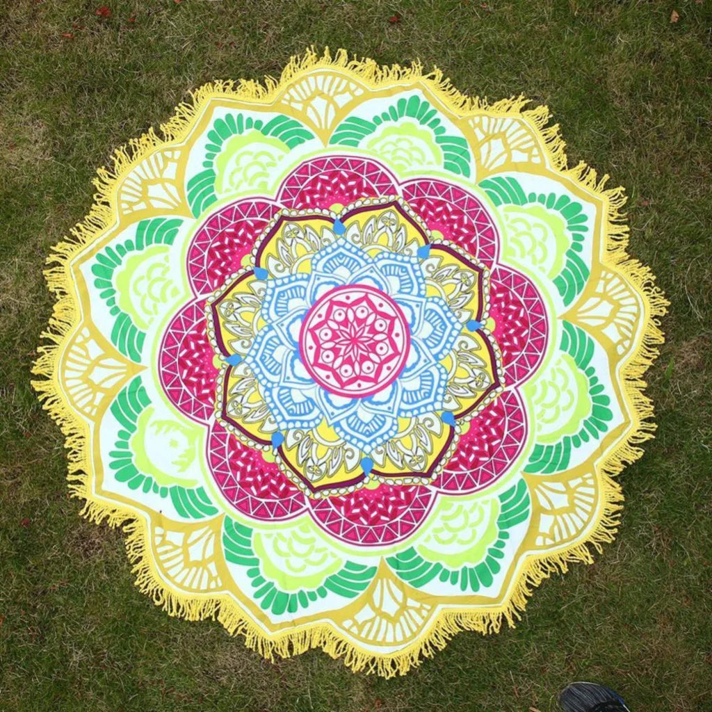 ROUND 3D MYSTICAL BEACH YOGA MAT – SACRED DESIGN PRINT