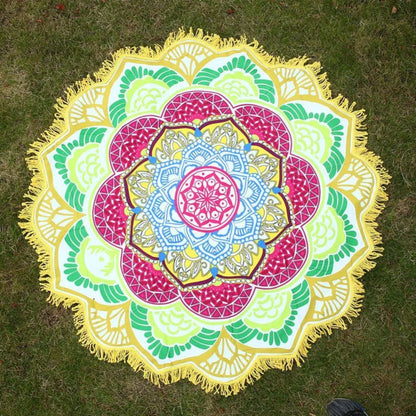 ROUND 3D MYSTICAL BEACH YOGA MAT – SACRED DESIGN PRINT