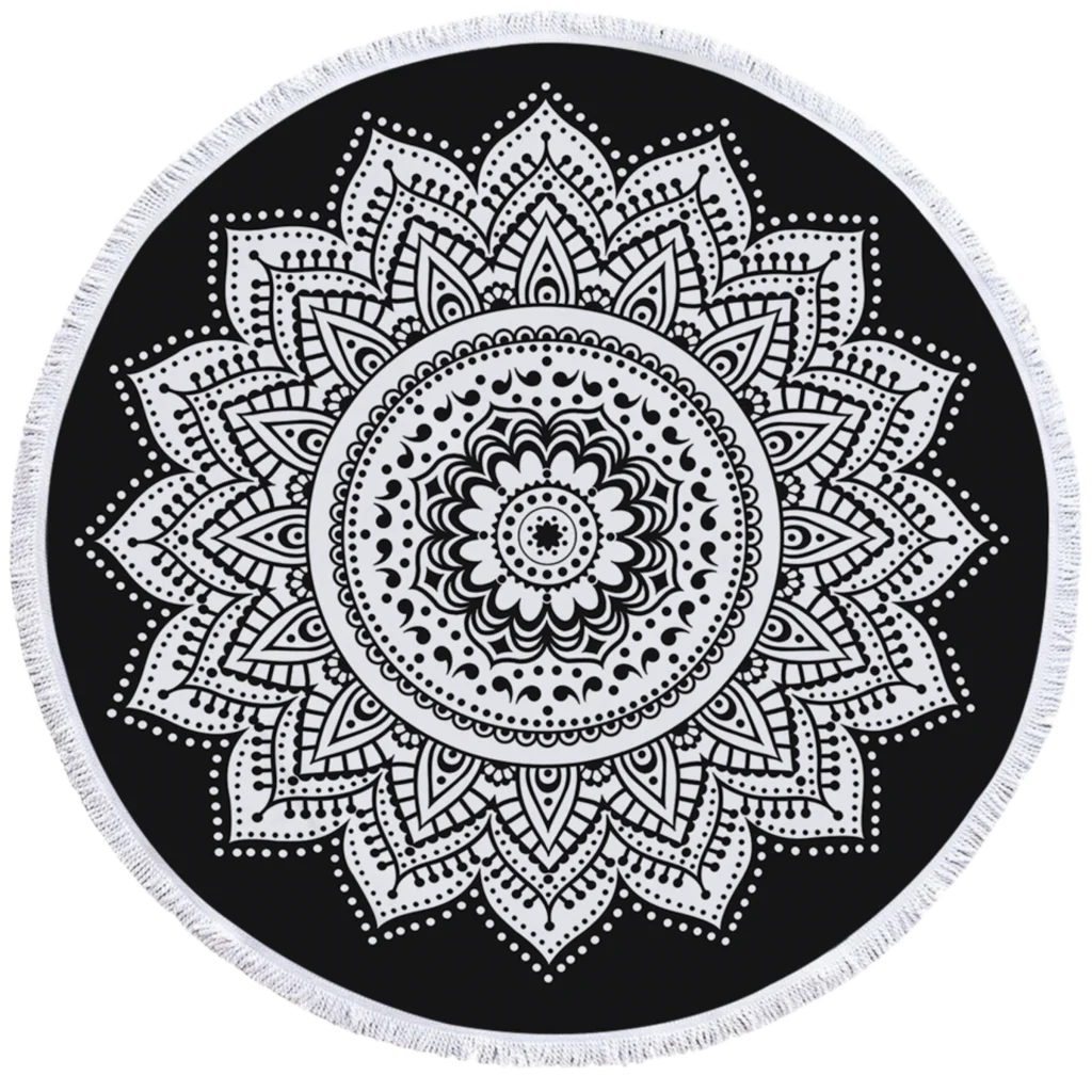 ROUND 3D MYSTICAL BEACH YOGA MAT – SACRED DESIGN PRINT