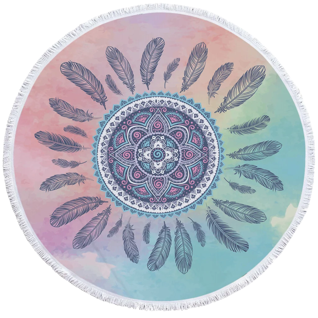 ROUND 3D MYSTICAL BEACH YOGA MAT – SACRED DESIGN PRINT