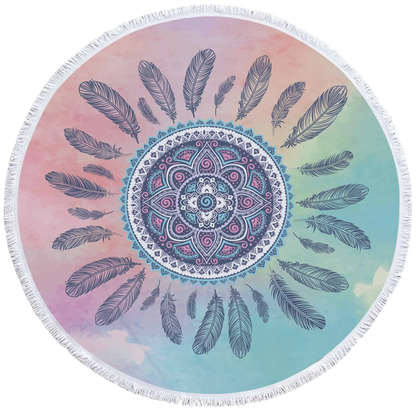 ROUND 3D MYSTICAL BEACH YOGA MAT – SACRED DESIGN PRINT