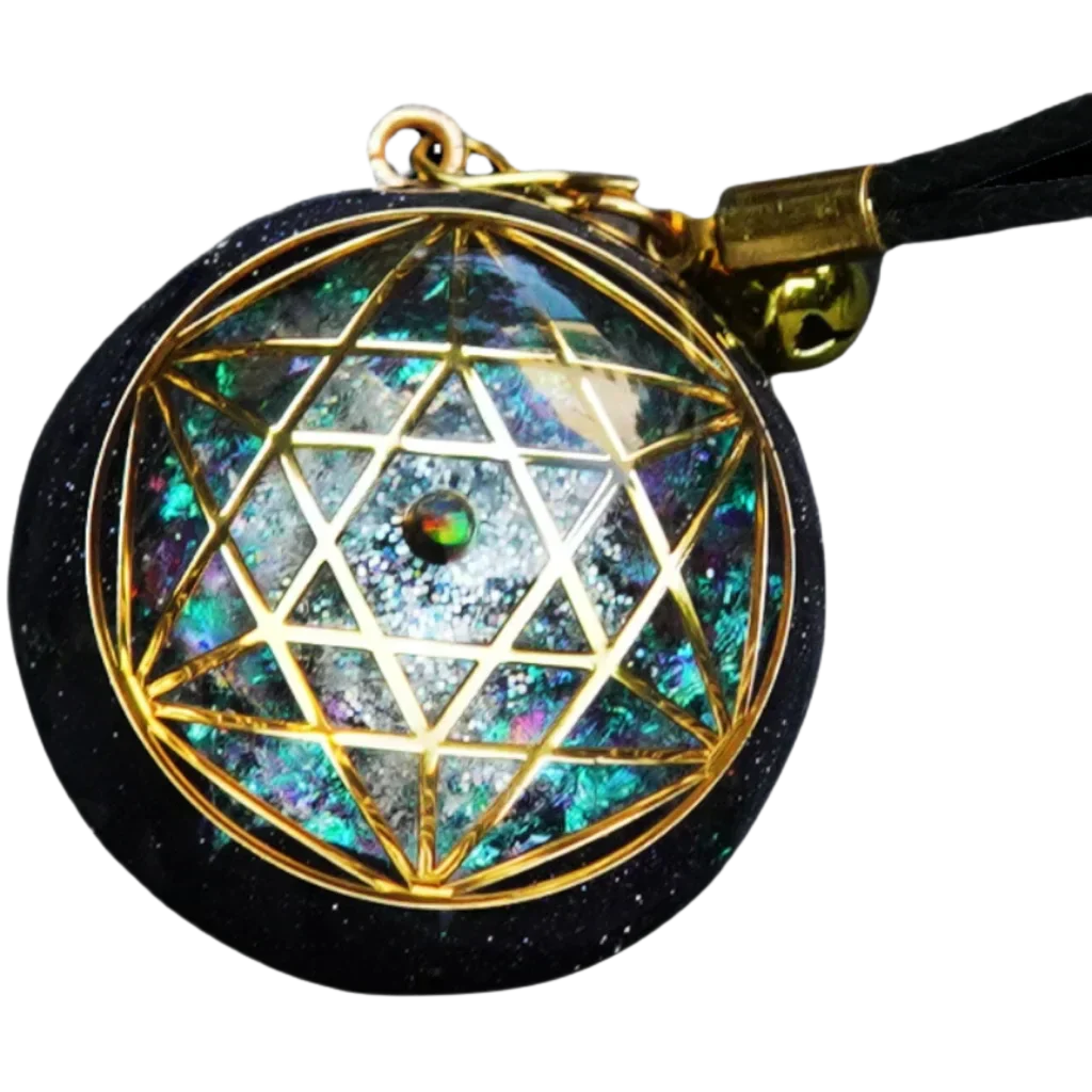 SACRED GEOMETRIC NECKLACE WITH OM SYMBOL & CRYSTALS - Necklace