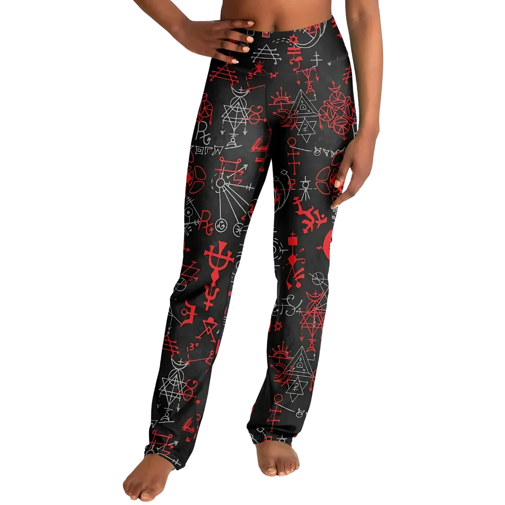 SACRED GEOMETRY SYMBOLS BOOTCUT LEGGINGS WITH HIDDEN POCKET - Flare Leggings - AOP