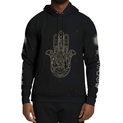 SACRED HAMSA YOGA HOODIE - CHAKRAS & GEOMETRY SYMBOLS - Aop